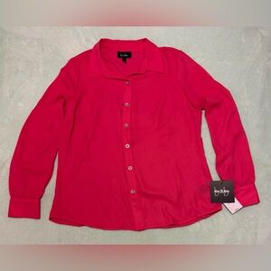 By & By Women's Vibrant Pink Button-Down Shirt